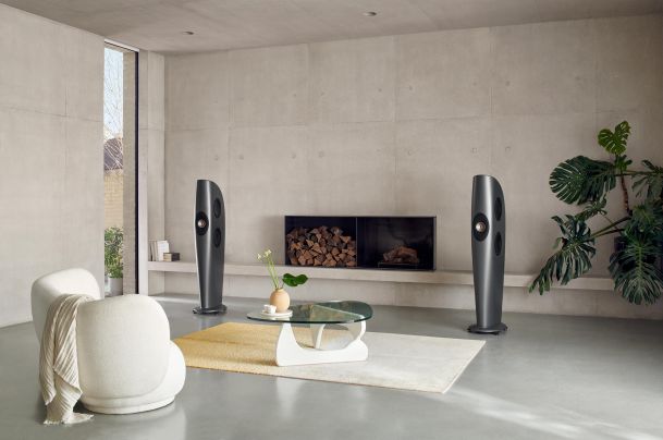 KEF Blade One Meta Charcoal Grey Bronze Landscape Lifestyle